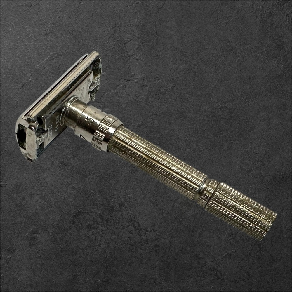 Gillette Slim Adjustable Safety Razor Mens‎ J2 Silver 1964 Butterfly TTO